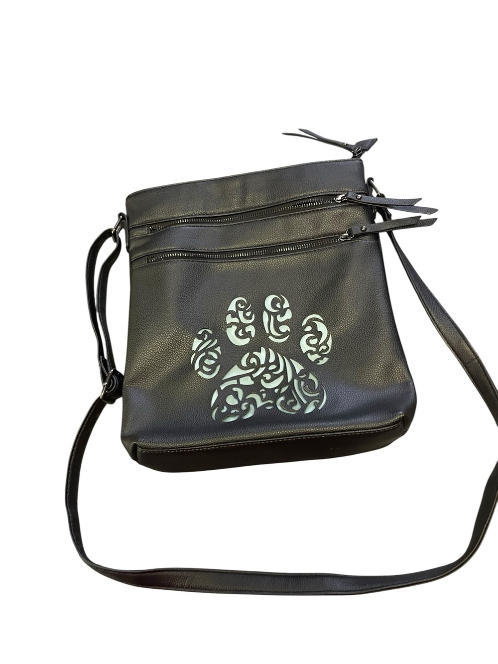 Crossbody bag with dog paw black